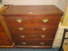 AN EDWARDIAN MAHOGANY FIVE DRAWER CHEST - W 104 cm