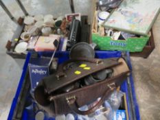 A QUANTITY OF SUNDRIES TO INCLUDE CERAMICS AND A DRAW CONTAINING SILVER PLATED FLAT WARE