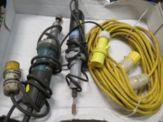 TWO 110v DIE GRINDERS TO INCLUDE A MAKITA MODEL PLUS A 110v EXTENSION LEAD