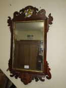 AN ANTIQUE WALNUT PIER MIRROR - H 69 cm