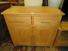 A MODERN TWO DRAWER DRESSER - W 92 cm