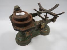 A SET OF VINTAGE SCALES AND WEIGHTS A/F