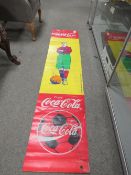 A VINTAGE PLASTIC COCA COLA SPONSORED ADVERTISING PENNANT FOR EURO 1996 FOOTBALL