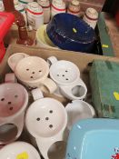 TWO TRAYS OF CERAMICS TO INCLUDE ADVERTISING, TRAYS WADE BARREL'S ETC