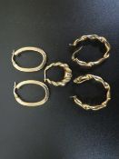 TWO PAIRS OF 375 GOLD EARRINGS PLUS ANOTHER EARRING approx combined weight 4.7g