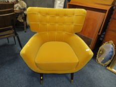 A MODERN MUSTARD UPHOLSTERED ARMCHAIR - S/D