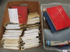 A STAMP COLLECTION TO INCLUDE AN ALBUM OF WORLD STAMPS, TWO STOCK BOOKS, ONE MAINLY BRITISH AND