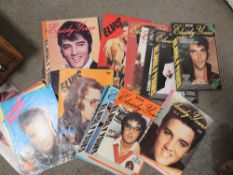 WICKER BASKET CONTAINING APPROXIMATELY EIGHTY ELVISLY YOURS MAGAZINES