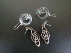 TWO PAIRS OF 925 SILVER EARRINGS