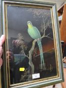 AN OIL PAINTING ON SILK SIGNED F. RIDGWAY 40 X 25 CM