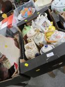 THREE OF ASSORTED CERAMICS ETC TO INCLUDE COLLECTABLE TEA POTS