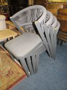 FOUR MODERN STACKING PATIO CHAIRS