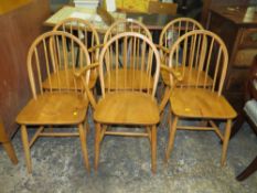 A SET OF SIX ERCOL 'BLONDE' HOOPBACK CHAIRS