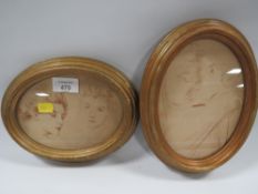 TWO SMALL FRAMED PENCIL SKETCH PORTRAITS