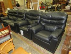 A MODERN BLACK 'G-PLAN' THREE PIECE SUITE