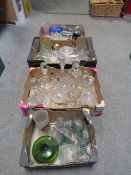 FOUR TRAYS OF ASSORTED GLASSWARE