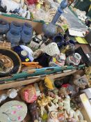 THREE TRAYS OF SUNDRIES TO INCLUDE CERAMICS AND GLASS ETC