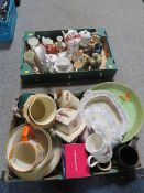 TWO TRAYS OF CERAMICS TO INCLUDE A CROWN DUCAL DECO STYLE CHARGER