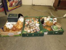 THREE TRAYS OF ASSORTED CERAMICS TO INCLUDE ASSORTED CRUETS SETS