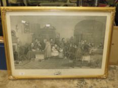 AFTER DAVID WILKIE - THE RENT DAY, AN ENGRAVING BY ABRAHAM RAIMBACH