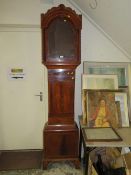 AN ANTIQUE MAHOGANY CASED LONGCASE CLOCK CASE (FOYER)
