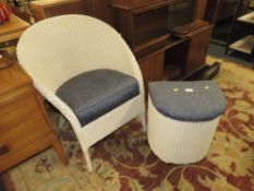 A LLOYD LOOM CHAIR AND LINEN STOOL (2)