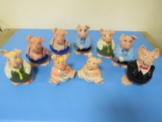 NINE ASSORTED NATWEST WADE PIGGY BANKS A/F