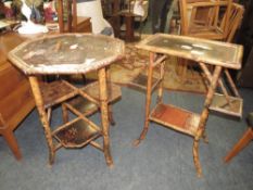 TWO ANTIQUE BAMBOO AND LACQUERED OCCASIONAL TABLES A/F (2)