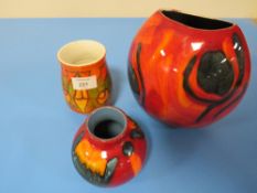 THREE POOLE POTTERY VASES