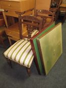 A PAIR OF EDWARDIAN MAHOGANY CHAIRS AND PAIR CARD TABLES (4)