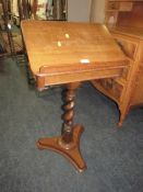 A VICTORIAN OAK BARLEYTWIST READING TABLE A/F