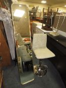 A MODERN CHEVAL MIRROR TOGETHER WITH A STOOL (2)