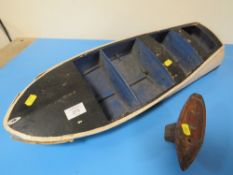 TWO VINTAGE SCRATCH BUILT BOATS A MOTOR BOAT AND A SMALL BATTLESHIP