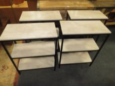 A SET OF FOUR MODERN THREE TIER OPEN BOOKSHELVES W-60 CM