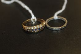 A 9CT DRESS RING (MISSING STONE) approx weight 2.4g TOGETHER WITH A WHITE METAL ETERNITY RING
