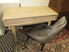 A MODERN TWO DRAWER CONSOLE TABLE WITH CHAIR W-110 CM