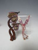 A BUTLER AND WILSON ART NOUVEAU STYLE 'CALA LILY' FLORAL BROOCH, H 10 cm, TOGETHER WITH A BUTLER AND