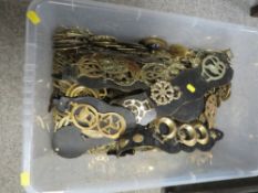 A TRAY OF HORSE BRASSES