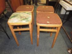 A SET OF FOUR MID CENTURY STOOLS