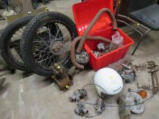 A SELECTION OF VINTAGE MOTORCYCLE PARTS A/F