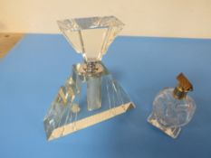 A DECO STYLE DISPLAY PERFUME BOTTLE PLUS ANOTHER (2)