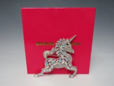 A LARGE BUTLER & WILSON UNICORN BROOCH H 11 cm, W 11 cm , BOXED
