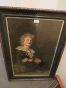 A VINTAGE FRAMED AND GLAZED PEARS PRINT OF A BOY BLOWING BUBBLES, 68 x 45 cm