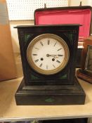 A VINTAGE SLATE MANTLE CLOCK