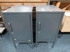 A MODERN PAIR OF BEDSIDE METAL LOCKERS