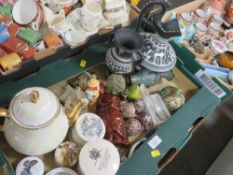 THREE TRAYS OF ASSORTED CERAMICS TO INCLUDE LENOX CANTERBURY CROSSING SPICE JAR