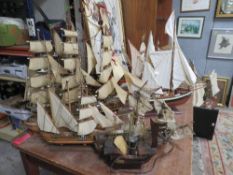 A SELECTION OF LARGE MODEL SAIL SHIP BOATS