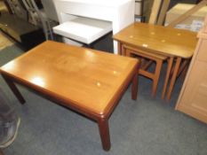 A MID CENTURY SCHREIBER NEST OF TABLES WITH A TEAK G-PLAN COFFEE TABLE