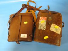 A CASED PAIR OF MILITARY FIELD GUN BINOCULARS 7 X 50 STAMPED R.E.L /CANADA 1944 TOGETHER WITH A