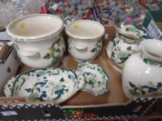 A TRAY OF MASONS CHARTREUSE CERAMICS